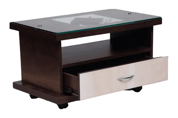 VIVDeal Engineered Wood Glass Top Center Table